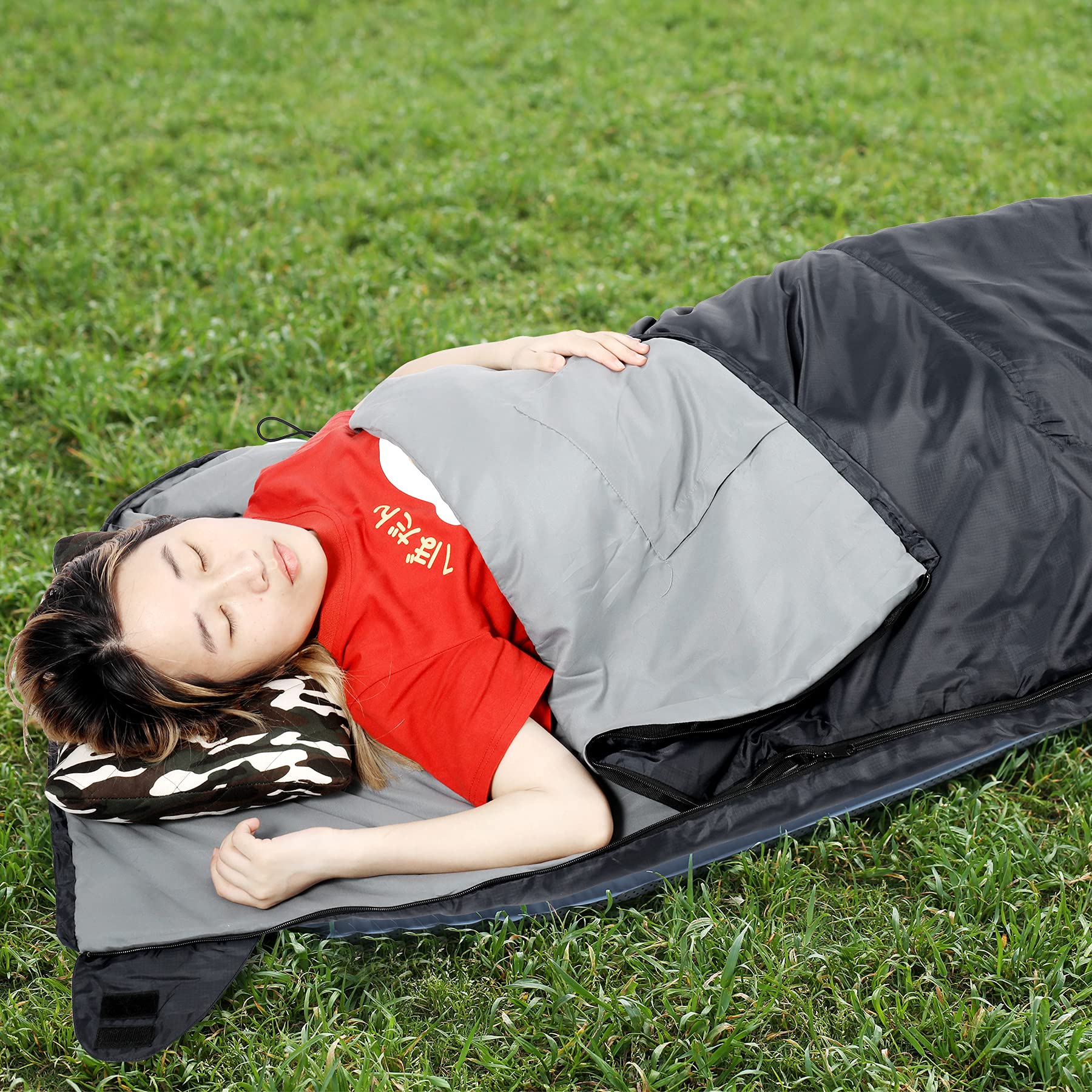 REDCAMP Large Ultra Lightweight Sleeping Bag for Backpacking Comfortable Warm Weather with Compression Sack Black 82.7x33 Inches - View 5 of 9