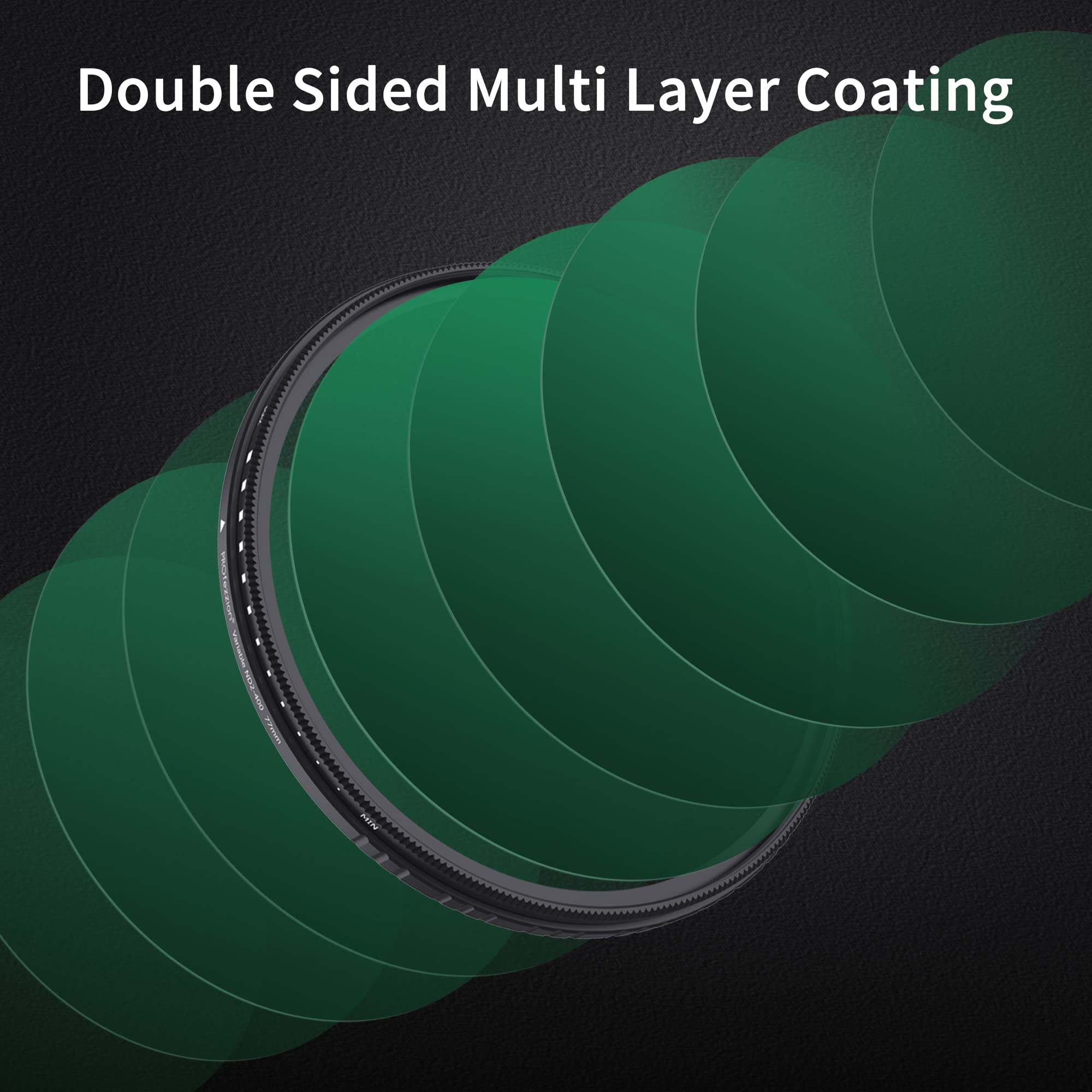 PROfezzion 62mm Variable ND Filter Ultra Slim ND2 to ND400 for Fujifilm Sony Nikon and Other 62mm Lenses - View 6 of 9