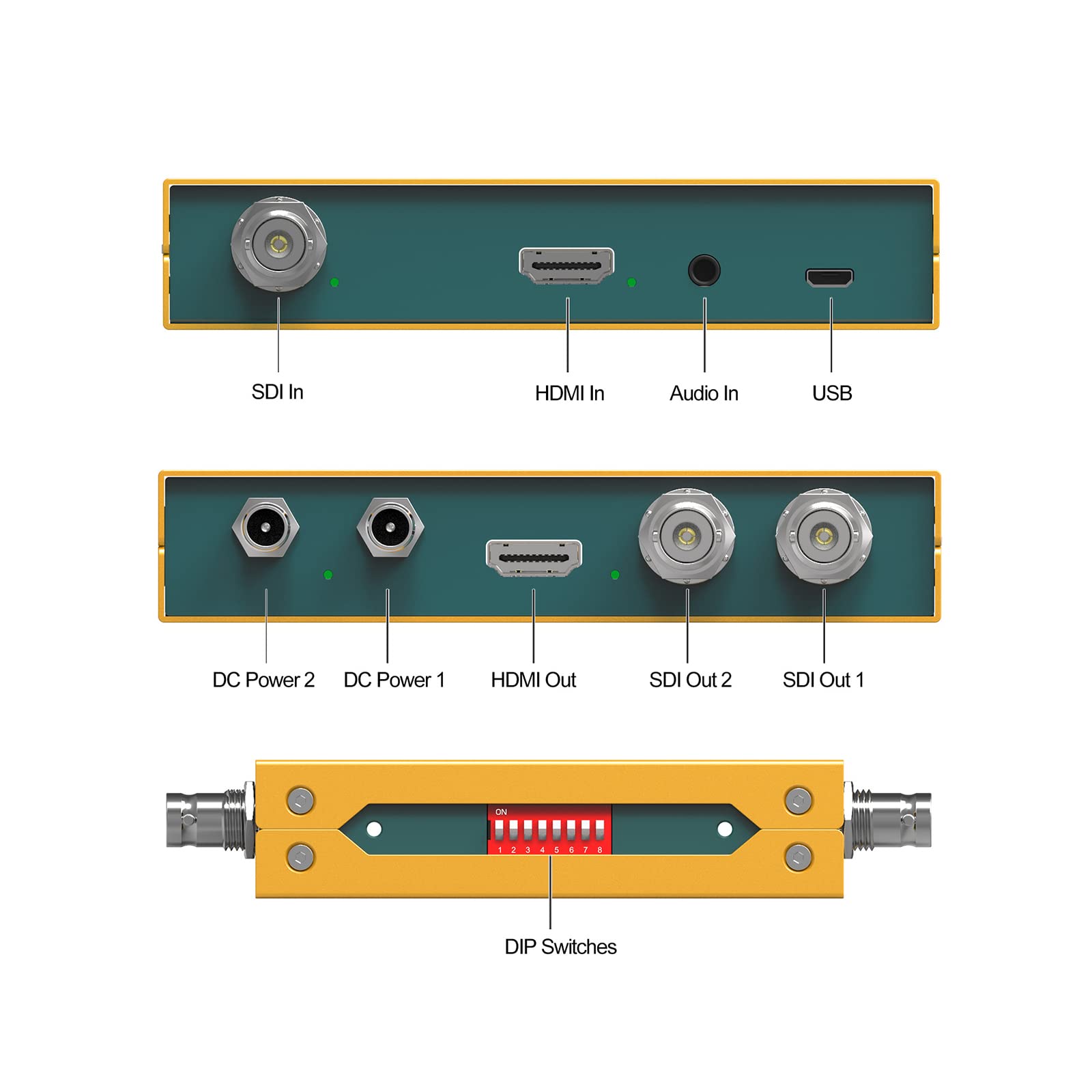 AVMATRIX SC2030 3G-SDI HDMI Scaling Cross Signal Converter with Analog Audio Embedding and DIP Switches - View 4 of 8