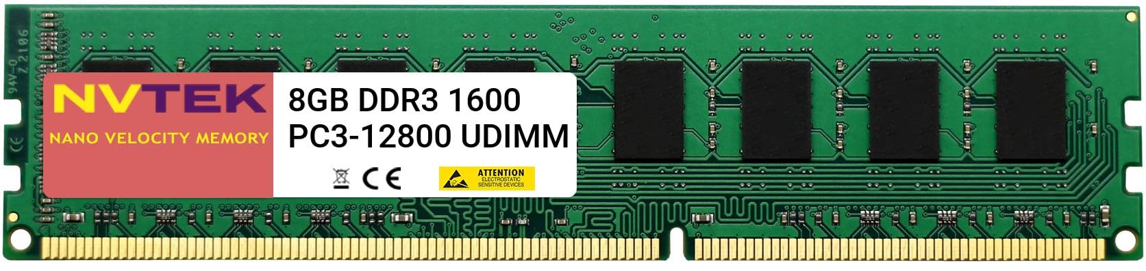 NVTEK 8GB DDR3 1600 PC3 12800 Non ECC UDIMM Desktop RAM Memory Upgrade for Enhanced Performance