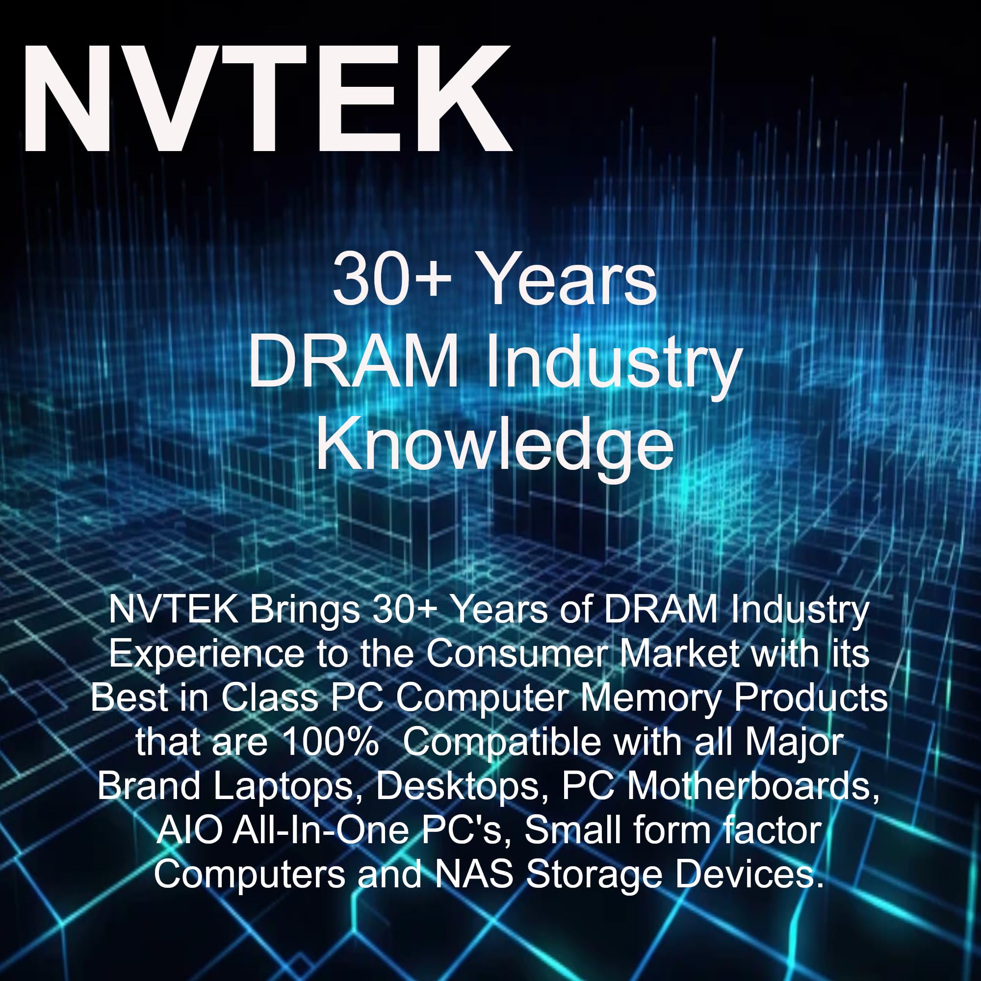 NVTEK 32GB DDR4 2666MHZ PC4-21300 UDIMM Desktop Memory 288-PIN Non-ECC Unbuffered RAM for High Performance Computing - View 5 of 5