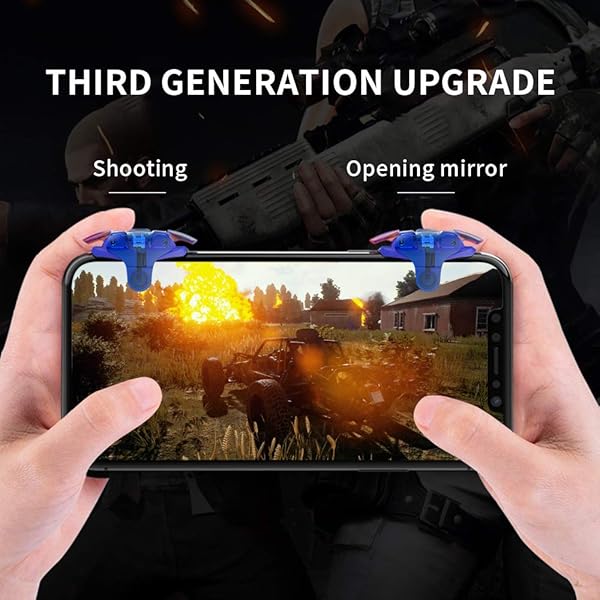 Newseego Newseego Mobile Game Controller Trigger Upgraded Version Colorful Sensitive Shoot Aim Button for Android iOS Blue - View 2 of 7