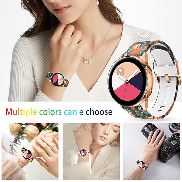 TOOLAIK TOOLAIK 20mm Silicone Floral Watch Bands for Samsung Galaxy Watch 4/5 & Active 2 - Stylish & Durable for Men & Women - View 8 of 8