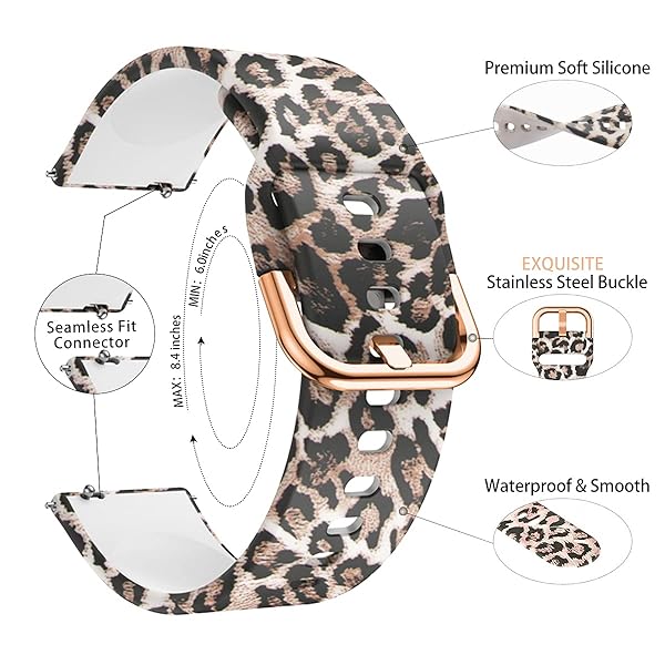 TOOLAIK TOOLAIK Floral Bands for Samsung Active 2 & Galaxy Watch - Stylish 40mm/44mm Silicone Bands for Men & Women - View 4 of 8