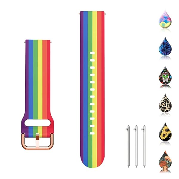 TOOLAIK TOOLAIK Rainbow Bands for Samsung Active 2 & Galaxy Watch - 40mm/44mm Silicone Bands for Men & Women - View 7 of 8