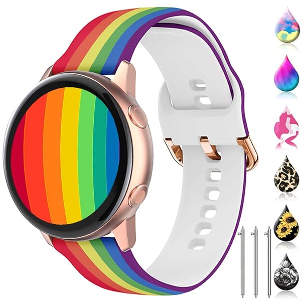TOOLAIK Rainbow Bands for Samsung Active 2 & Galaxy Watch - 40mm/44mm Silicone Bands for Men & Women