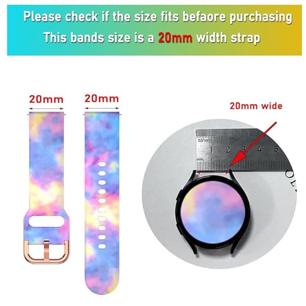 TOOLAIK TOOLAIK Floral Bands for Samsung Galaxy Watch 6/5/4 & Active 2 - Stylish 20mm Silicone Bands for Men & Women - View 4 of 10