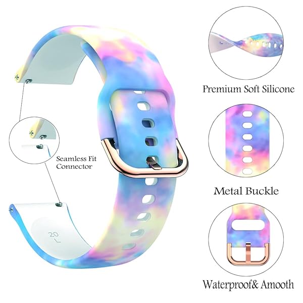 TOOLAIK TOOLAIK Floral Bands for Samsung Galaxy Watch 6/5/4 & Active 2 - Stylish 20mm Silicone Bands for Men & Women - View 5 of 10