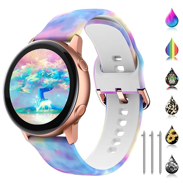 TOOLAIK TOOLAIK Floral Bands for Samsung Galaxy Watch 6/5/4 & Active 2 - Stylish 20mm Silicone Bands for Men & Women - View 2 of 10