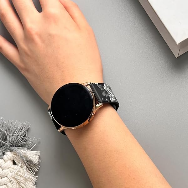 TOOLAIK TOOLAIK Floral Bands for Samsung Galaxy Watch 4 & Active 2 - Stylish Silicone Straps for 40mm, 44mm, 42mm, 46mm - View 8 of 11