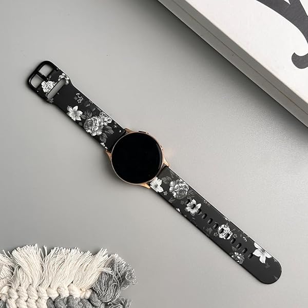 TOOLAIK TOOLAIK Floral Bands for Samsung Galaxy Watch 4 & Active 2 - Stylish Silicone Straps for 40mm, 44mm, 42mm, 46mm - View 10 of 11