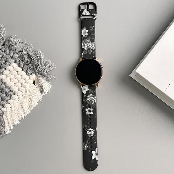 TOOLAIK TOOLAIK Floral Bands for Samsung Galaxy Watch 4 & Active 2 - Stylish Silicone Straps for 40mm, 44mm, 42mm, 46mm - View 11 of 11