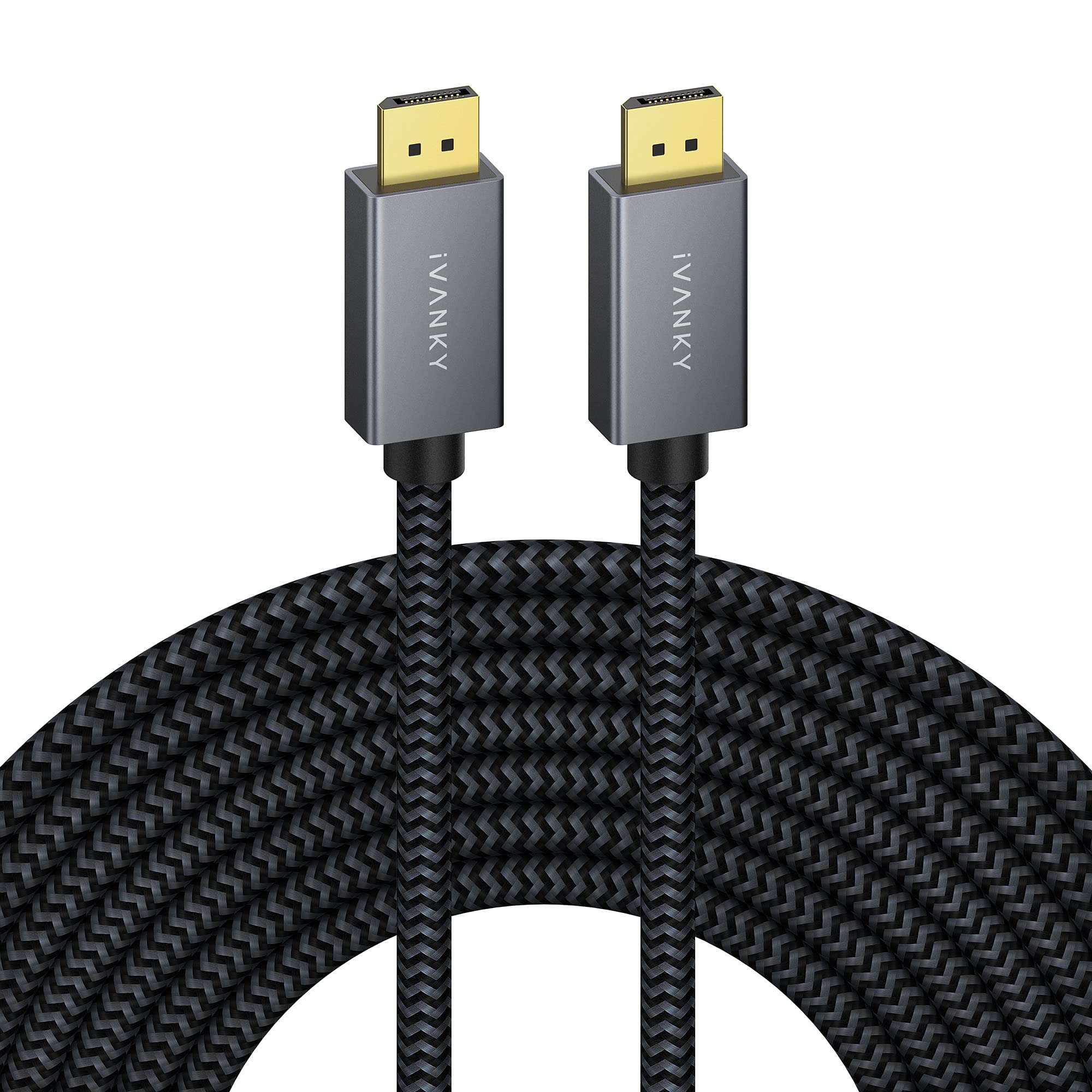 iVANKY 25ft DisplayPort Cable High Speed 4K 60Hz Nylon Braided Compatible with Gaming Monitor TV PC Laptop