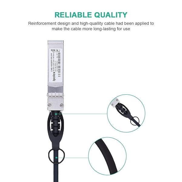 ipolex iPolex 10G SFP+ Twinax Cable 1m Direct Attach Copper Passive Cable for Cisco Meraki Ubiquiti Mikrotik Intel Fortinet Netgear D-Link TP-Link 10 Pack - View 5 of 8