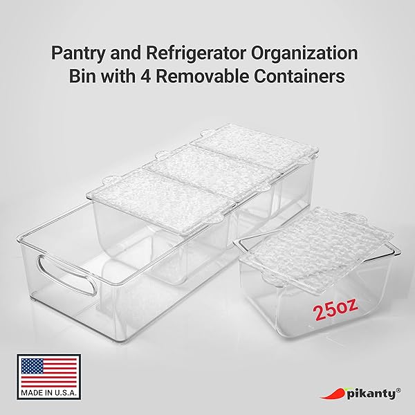 Pikanty Pikanty Condiment Server with 4 Removable Containers and Lids Perfect for Parties BBQs and Picnics Dishwasher Safe Made in the USA - View 5 of 7