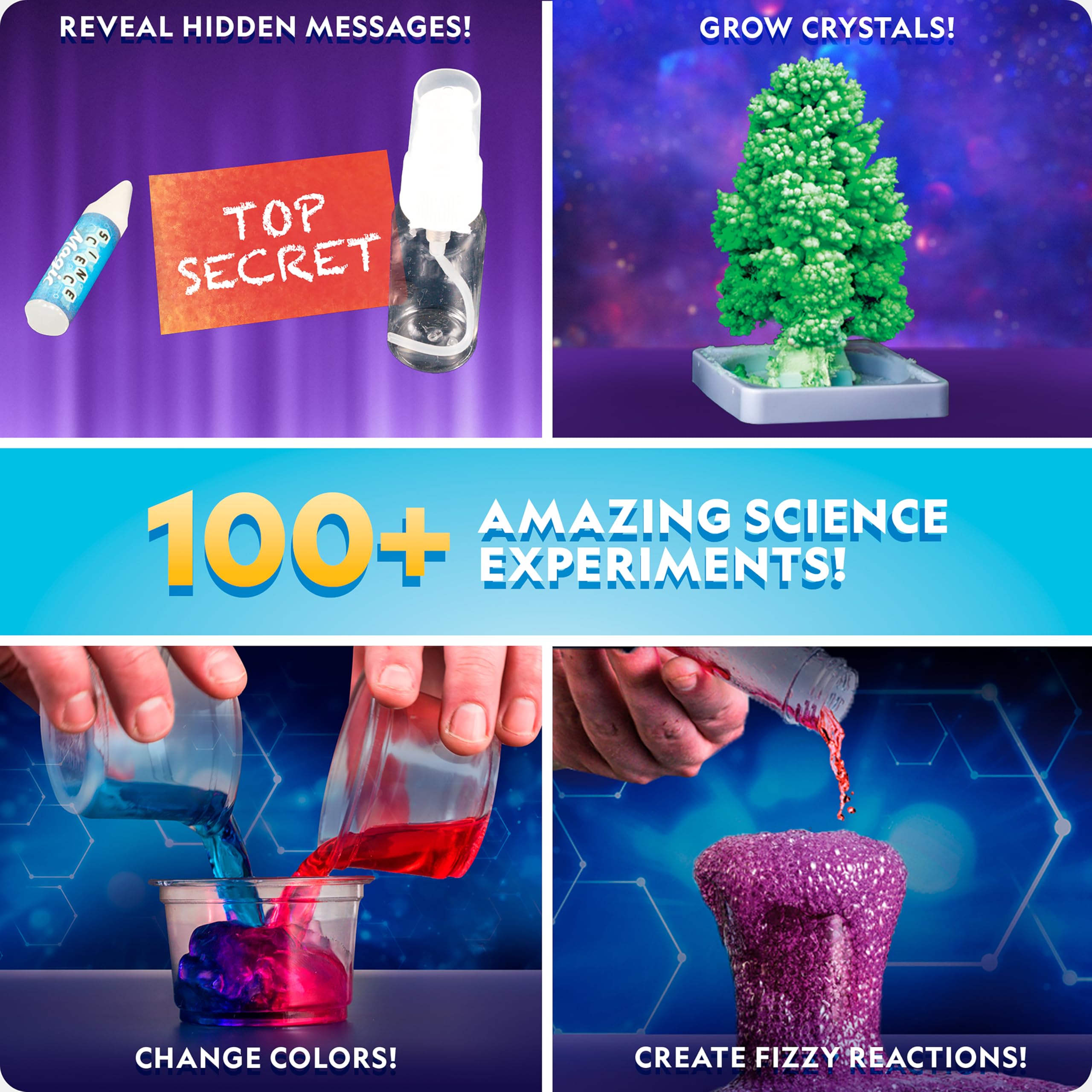 Blue Marble Mega Chemistry Kit with 15 Science Experiments Glowing Worms Crystal Tree Fizzy Solutions Great STEM Gift for Kids - View 2 of 9