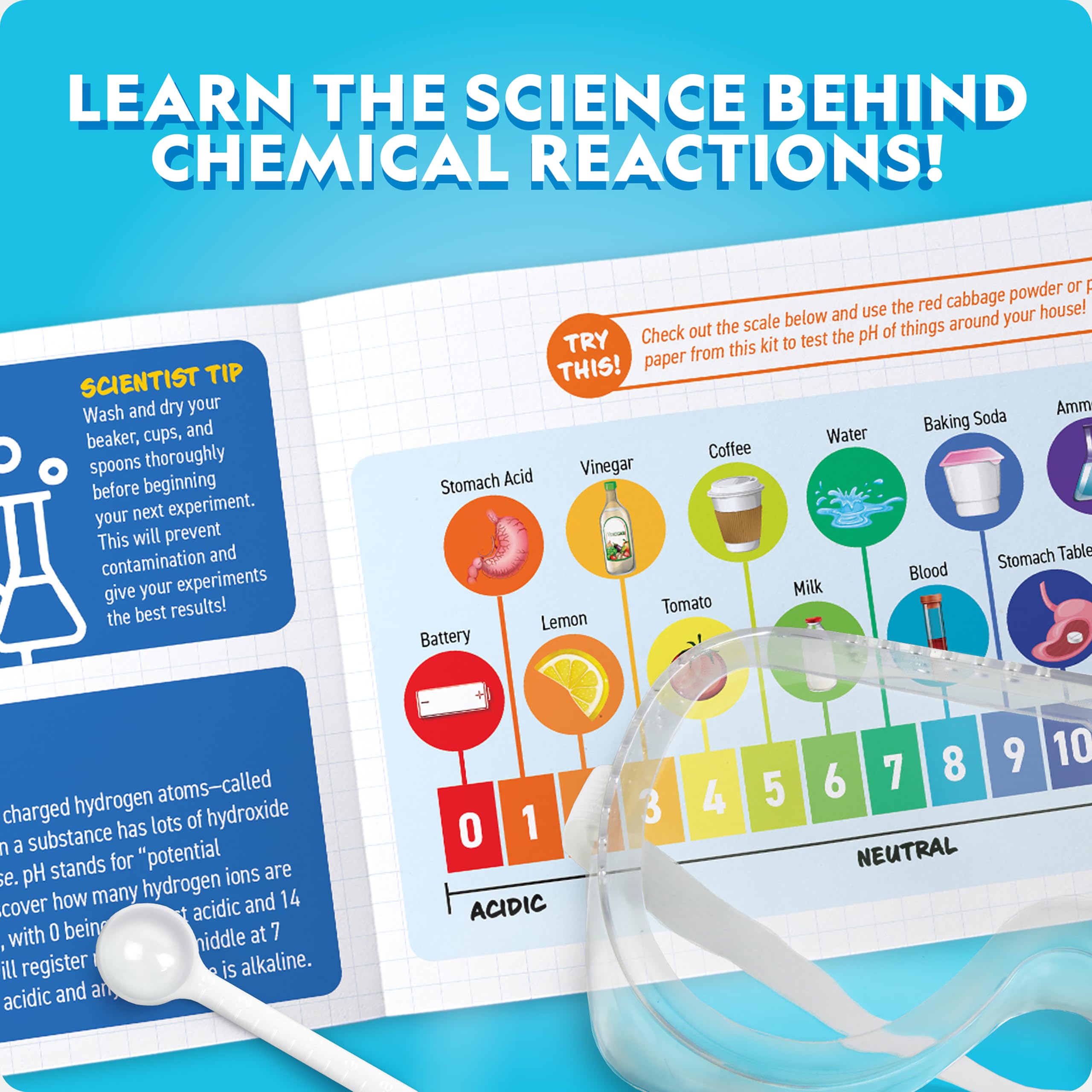 Blue Marble Mega Chemistry Kit with 15 Science Experiments Glowing Worms Crystal Tree Fizzy Solutions Great STEM Gift for Kids - View 6 of 9