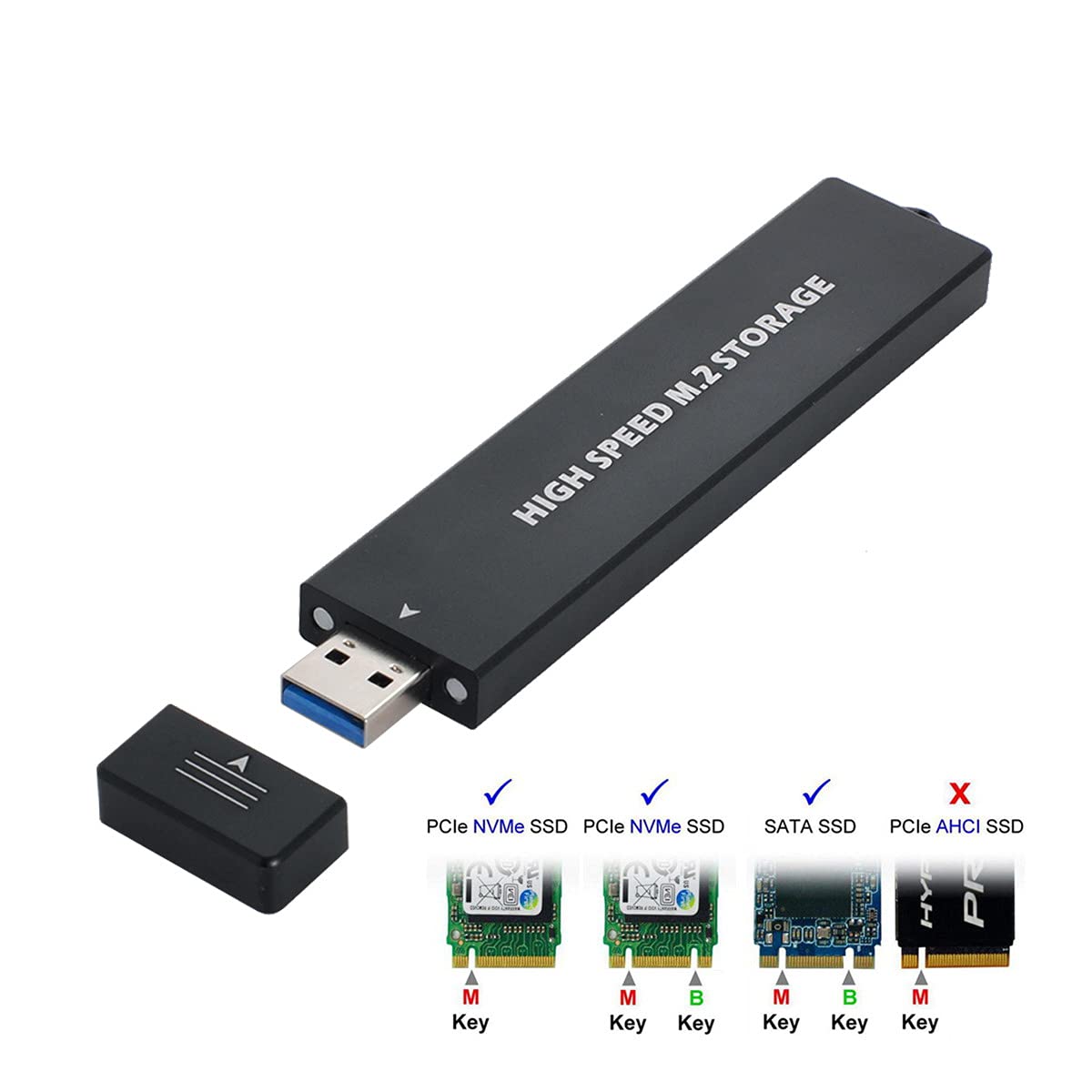 NFHK USB 3.0 to NVME MKey M2 NGFF SATA SSD External Adapter with RTL9210B Chipset for Fast Data Transfer - View 4 of 9