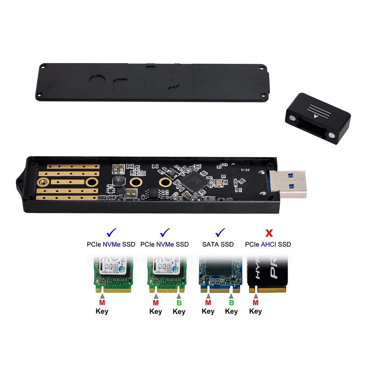 NFHK USB 3.0 to NVME MKey M2 NGFF SATA SSD External Adapter with RTL9210B Chipset for Fast Data Transfer - View 5 of 9