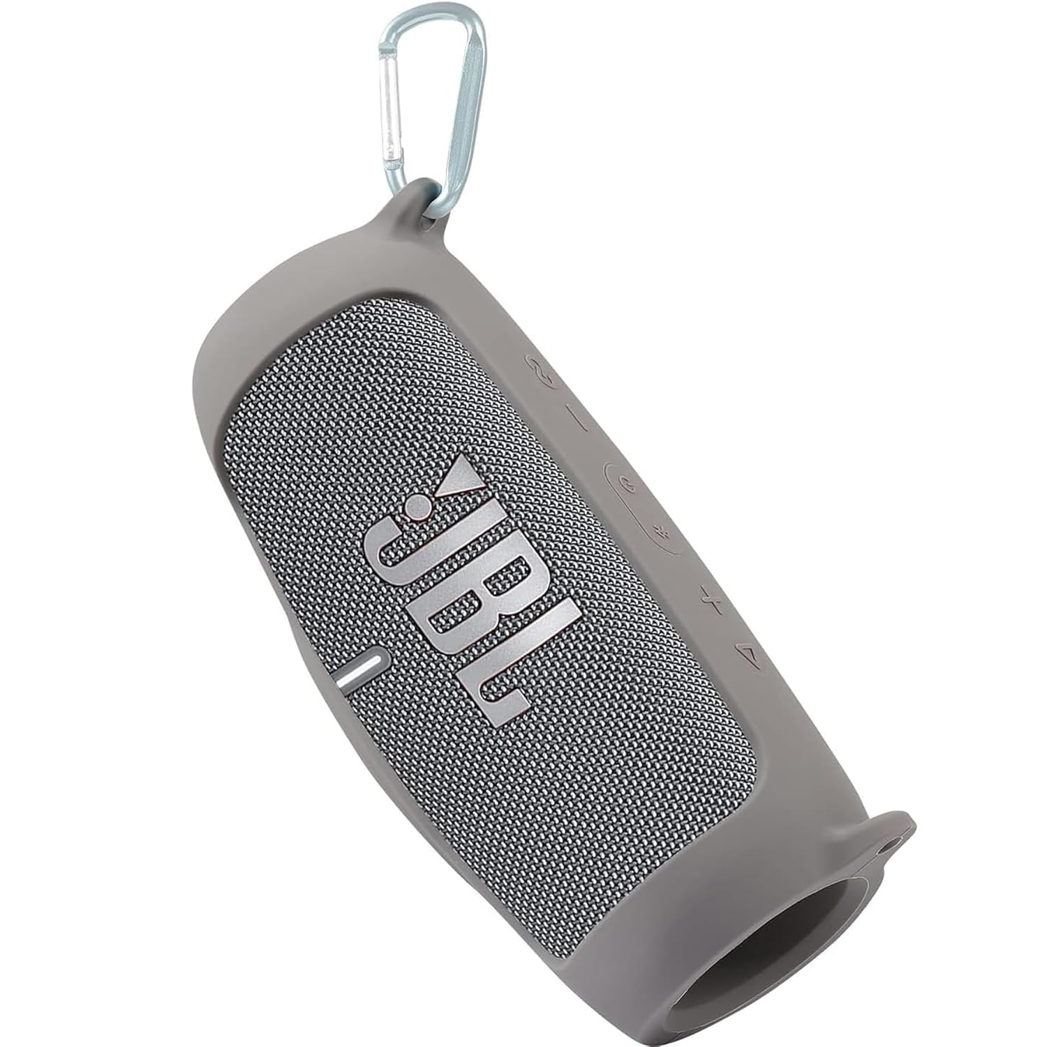 co2CREA co2CREA Silicone Cover Case for JBL Charge 5 Waterproof Bluetooth Speaker Portable Travel Case with Carabiner Grey Protective Skin - View 3 of 6
