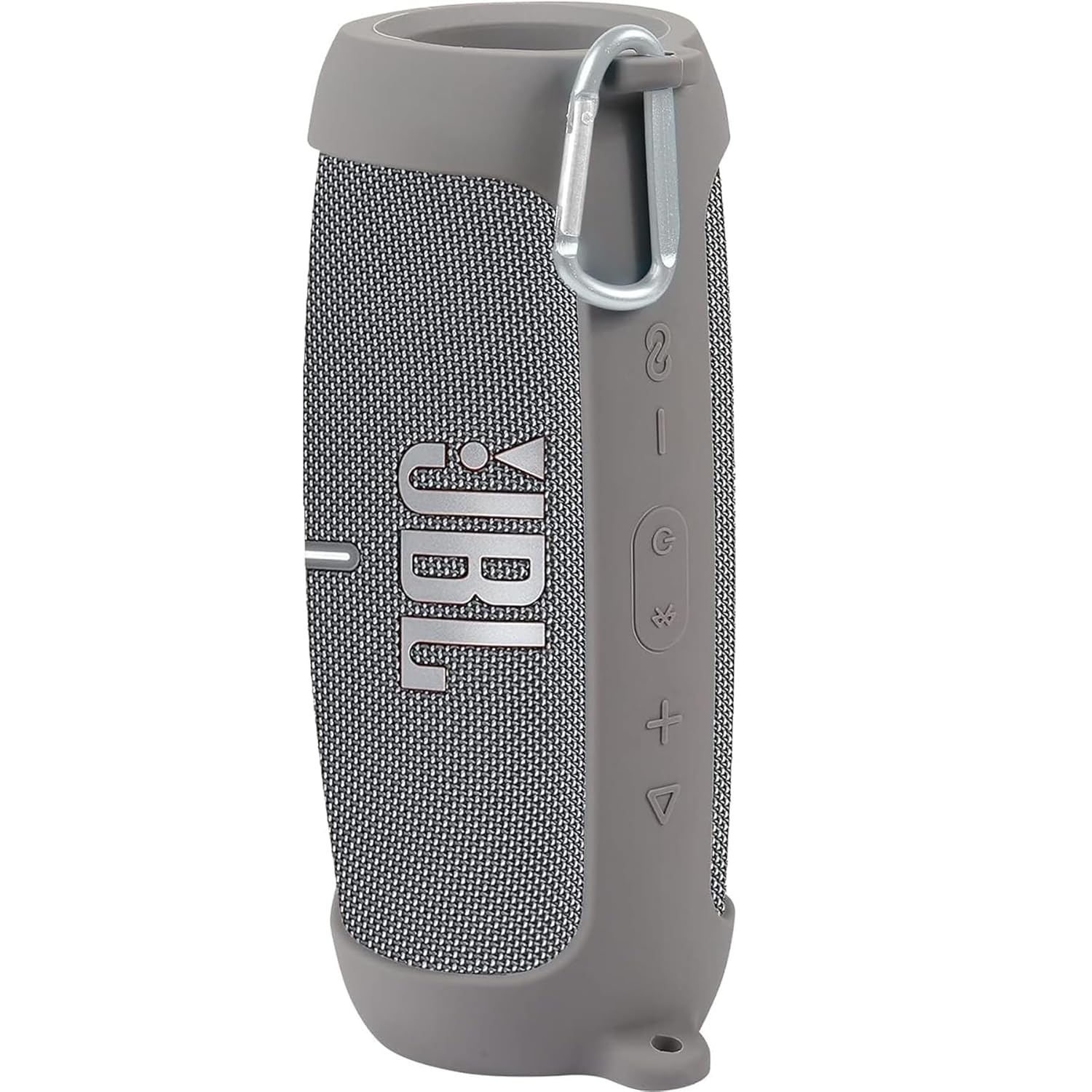 co2CREA co2CREA Silicone Cover Case for JBL Charge 5 Waterproof Bluetooth Speaker Portable Travel Case with Carabiner Grey Protective Skin - View 5 of 6