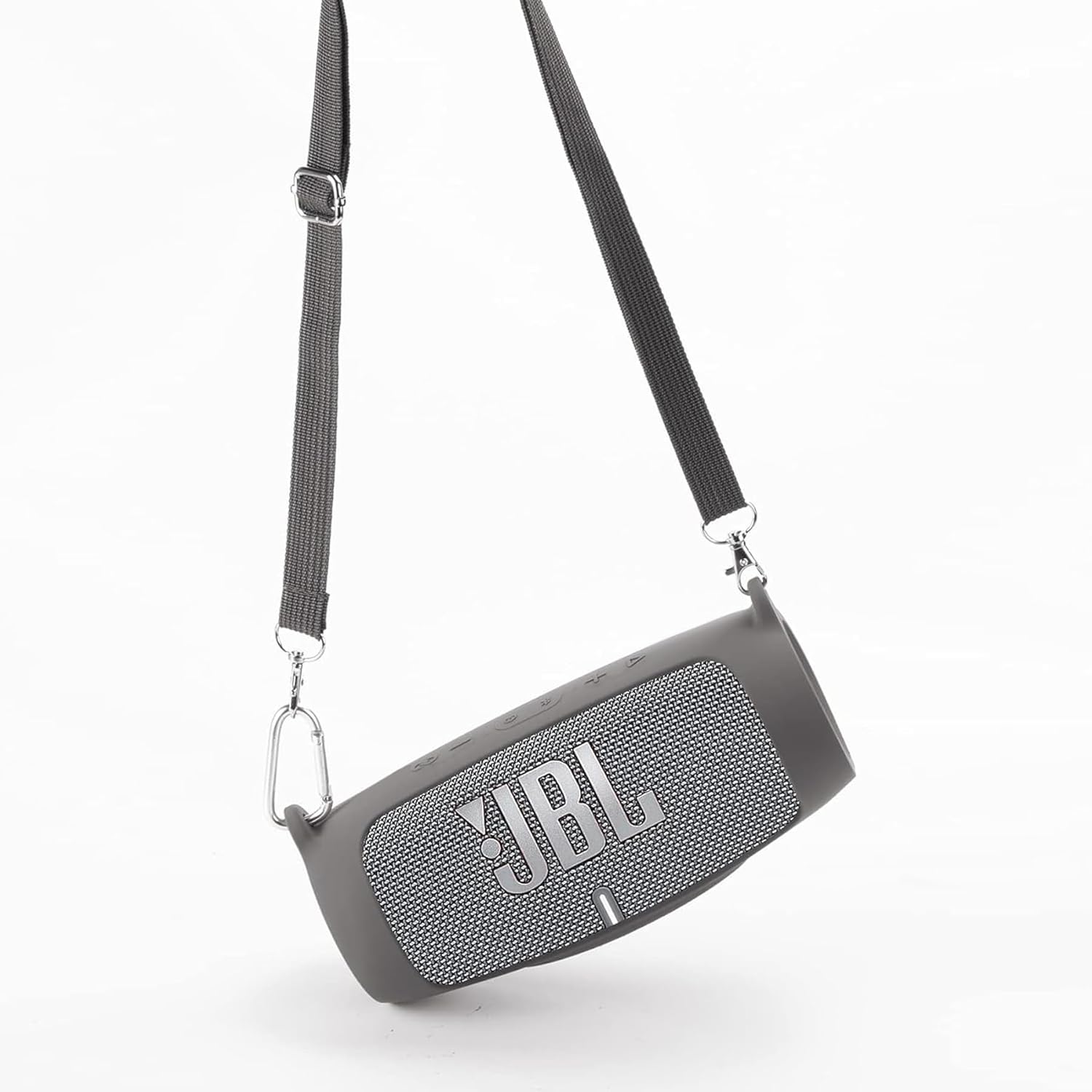 co2CREA co2CREA Silicone Cover Case for JBL Charge 5 Waterproof Bluetooth Speaker Portable Travel Case with Carabiner Grey Protective Skin - View 6 of 6