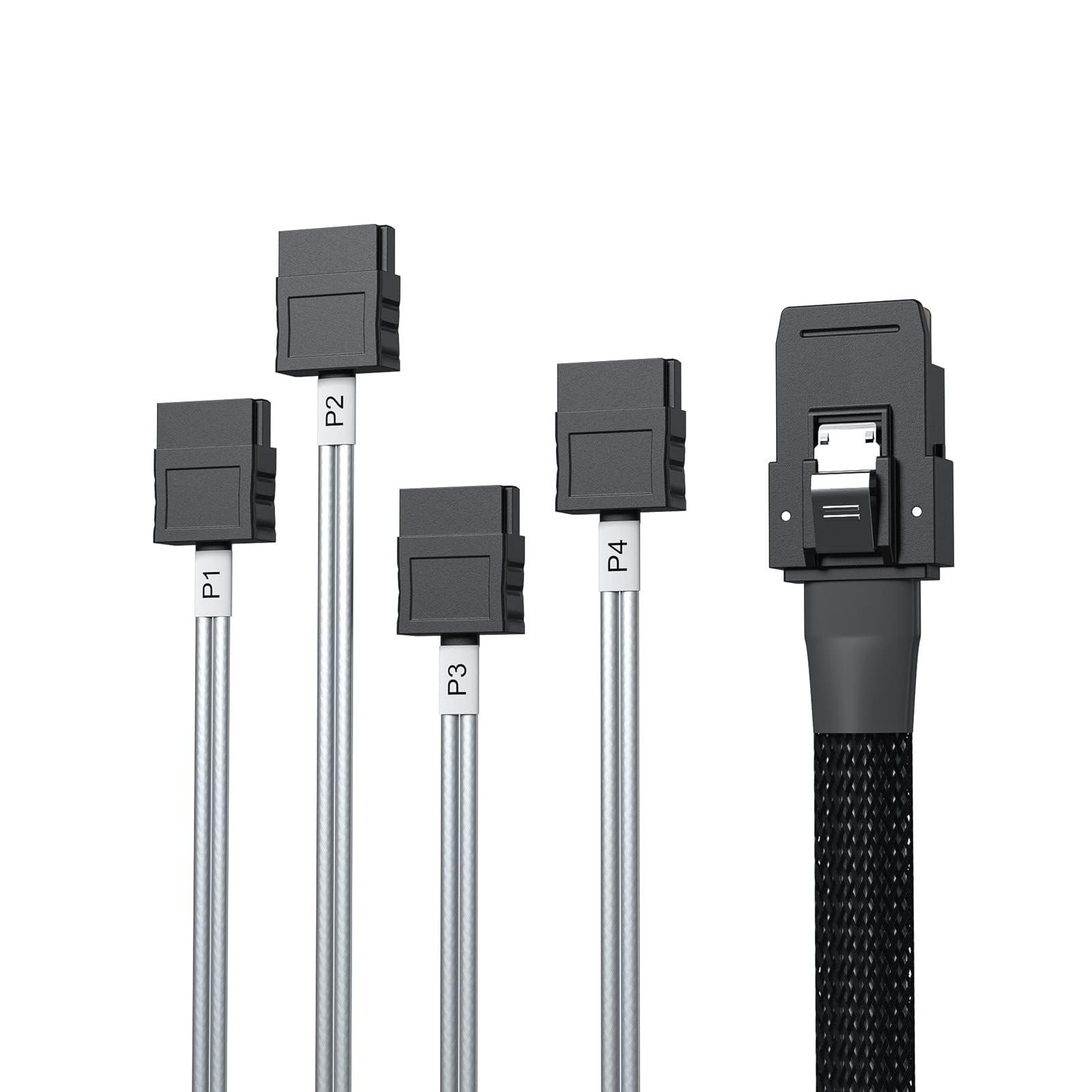 10Gtek 6G Internal Mini SAS 36pin SFF-8087 Male to 4X SATA 7pin Female Breakout Cable 0.8m 2.64ft