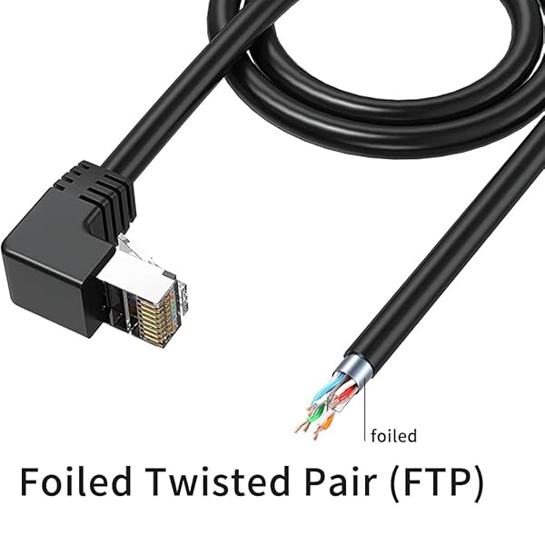 JUXINICE JUXINICE 20Feet CAT6 Ethernet Patch Cable Shielded 90 Degree Right Angled RJ45 LAN Cable 1Gbps for PC Router Modem Printer Xbox PS4 Black - View 8 of 8