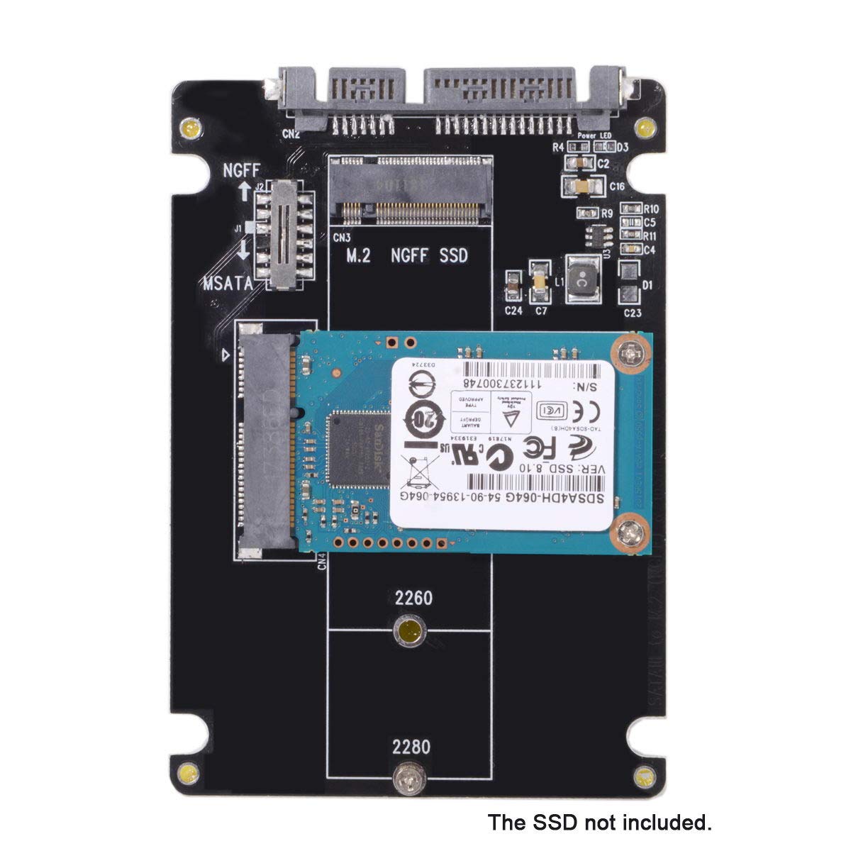 Xiwai M.2 NGFF B-Key mSATA SSD to SATA 3.0 Adapter Converter Case with Switch for Fast Data Transfer - View 3 of 9