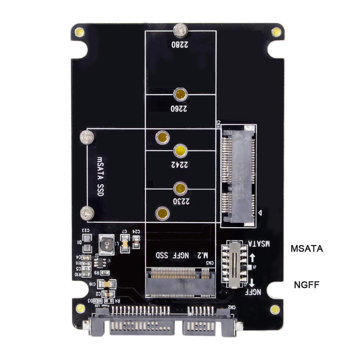 Xiwai M.2 NGFF B-Key mSATA SSD to SATA 3.0 Adapter Converter Case with Switch for Fast Data Transfer - View 7 of 9