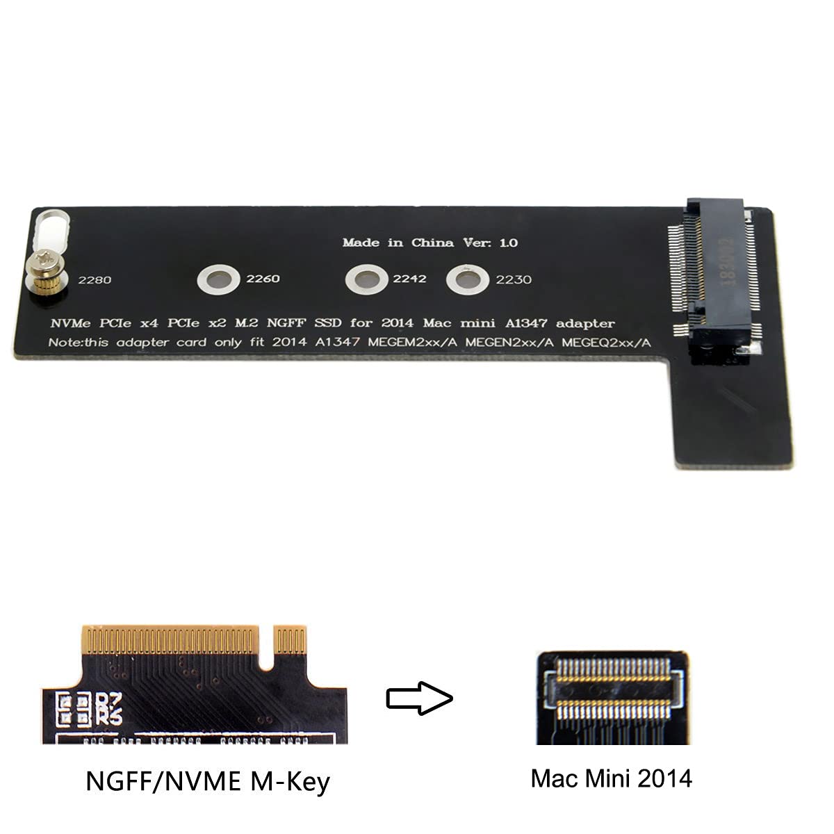 NFHK M2 NGFF M Key NVME SSD Converter Card for 2014 Mac A1347 MEGEN2 MEGEM2 MEGEQ2 Mini Upgrade - View 2 of 8