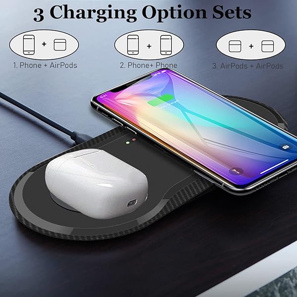 Vchiming Vchiming 30W Fast Wireless Charger: 2-in-1 Dual 15W Charging Pad for iPhone, Galaxy & AirPods - Type C Cable Included - View 4 of 8