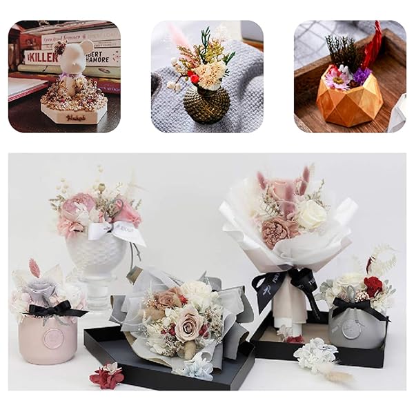 QUALLON 3 Packs Real Natural Dried Flowers for DIY Crafts Mobile Phone Cases Jewelry and Candle Making Mixed Multi-Color Accessories - View 6 of 8