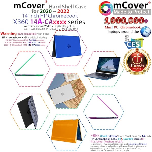 mCover mCover 2020-2022 14 HP Chromebook x360 14a-CA0000 Series Clear Lightweight Shatter-Proof 2-Piece Shell Laptop Case - View 5 of 10