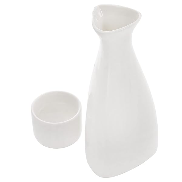 Tosnail Tosnail 7 Piece Ceramic Japanese Sake Set with Carafe and 6 Cups in White - View 6 of 7