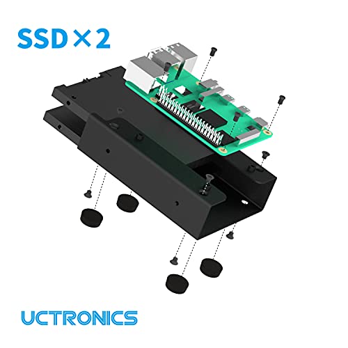 UCTRONICS UCTRONICS for Raspberry Pi SSD Case, Supports 2 Units of 2.5” SSD and Pi 5, 4, 3B/3B+ and Other B Models - View 5 of 7
