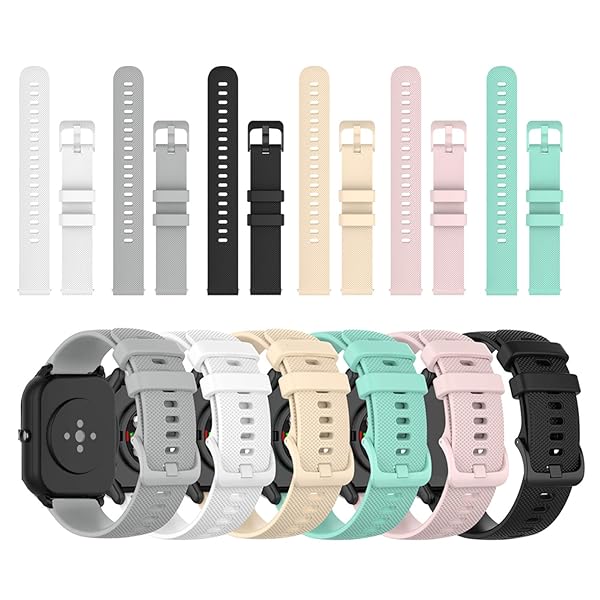 ECSEM Watch Strap for Fitpolo ID205L Waterproof Rubber Replacement Wristband 6 Pack Classic Design
