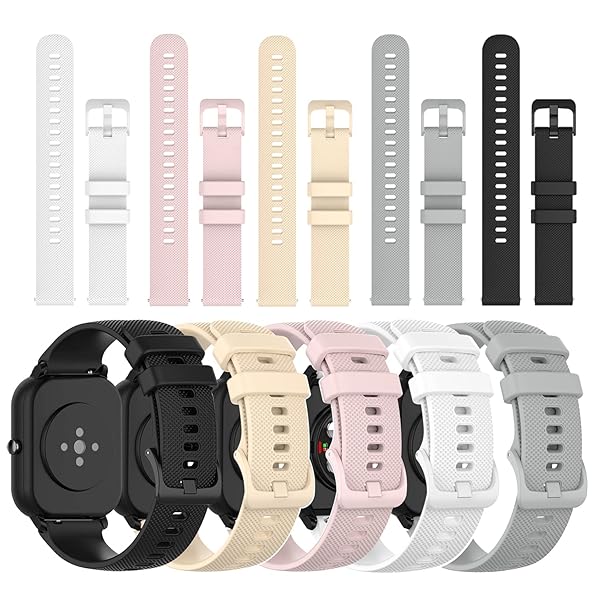 E ECSEM ECSEM Watch Strap for Fitpolo ID205L Waterproof Rubber Replacement Wristband 5 Pack Classic Design - View 2 of 8