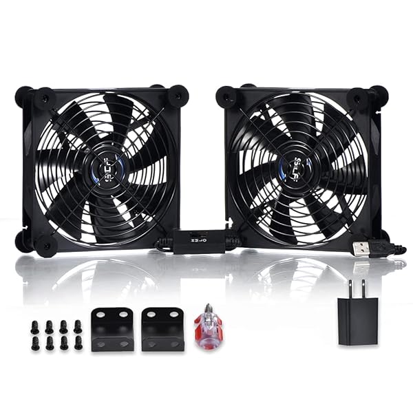 SCCCF Dual 140mm USB Speed Control Fan for TVs, Consoles & Routers - 5V Portable Cooling Solution
