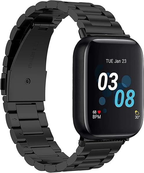 E ECSEM E ECSEM Metal Band for iTouch Air 3 Replacement Stainless Steel Bracelet Wrist Strap for Men Women Black 40MM Smartwatch Accessory - View 2 of 7