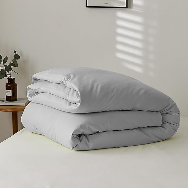 Luxlovery Luxlovery Grey Comforter Set Queen Size Soft Breathable Durable Bedding 3PCS for Women and Men in Silver Grey Light Gray - View 6 of 8