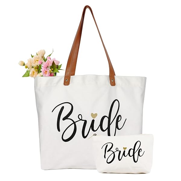 Lamyba Elegant Lamyba Bride Bag & Makeup Bag Set - Perfect Bridal Shower Gifts for Brides to Be