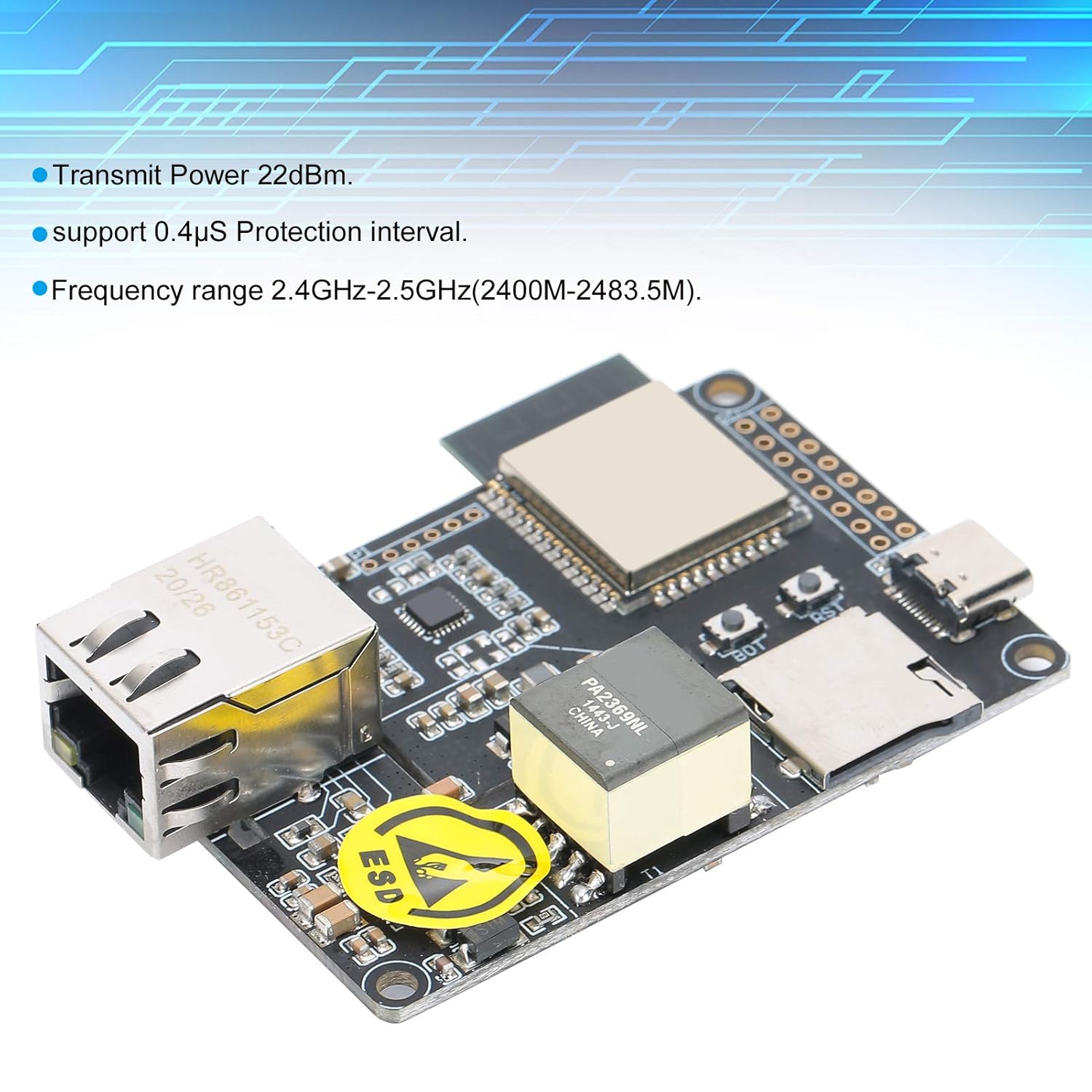 VBESTLIFE High-Speed Ethernet Adapter Expansion Board for ESP32 with LAN8720A Chip Ideal for Printed Circuit Board Applications - View 2 of 9