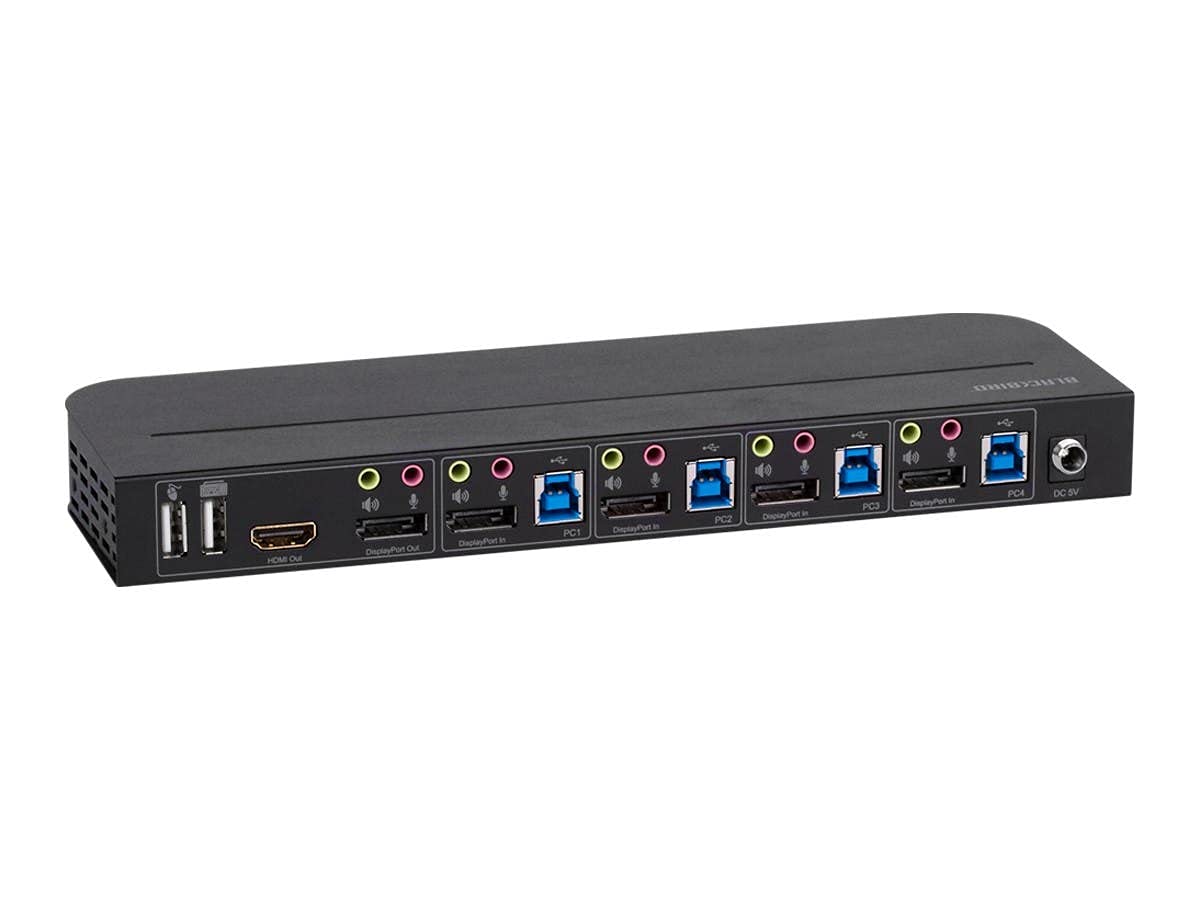 Monoprice Monoprice 4K DisplayPort 1.4 USB 3.0 KVM Switch Share 4 Computers with 1 Keyboard Mouse Monitor Printer Blackbird Series - View 3 of 6