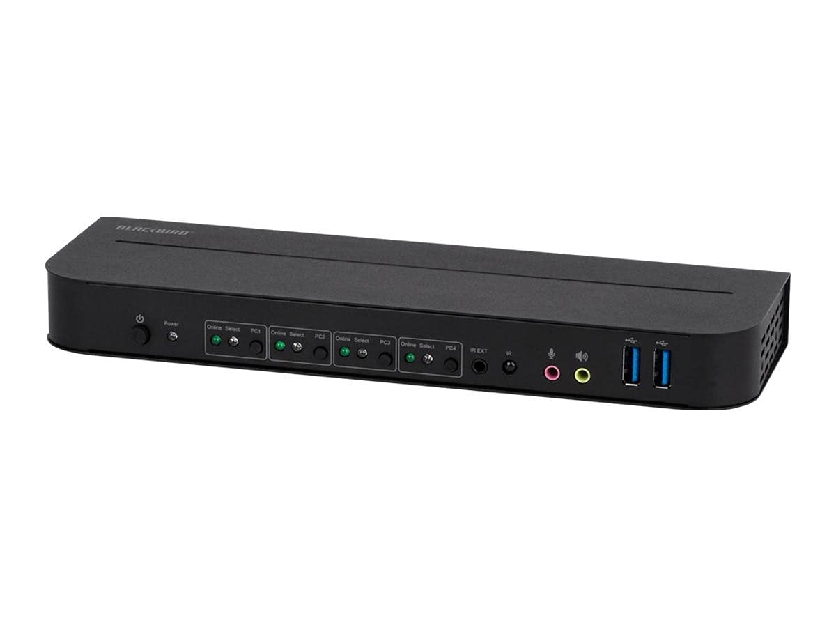 Monoprice 4K DisplayPort 1.4 USB 3.0 KVM Switch Share 4 Computers with 1 Keyboard Mouse Monitor Printer Blackbird Series