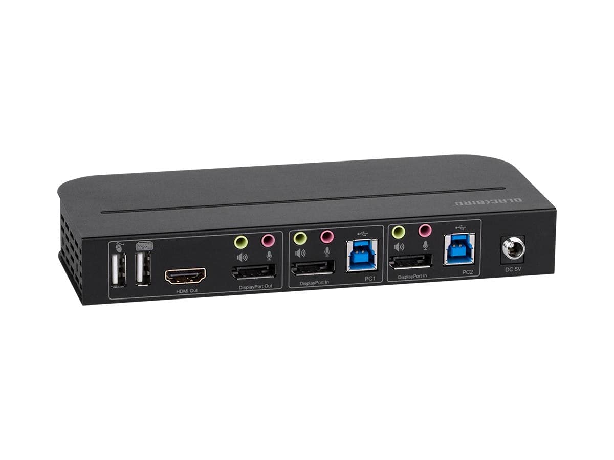 Monoprice Monoprice Blackbird 4K Displayport 14 USB 30 KVM Switch Share 2 Computers with 1 Keyboard Mouse Monitor Printer 4K at 60Hz HDR - View 3 of 6