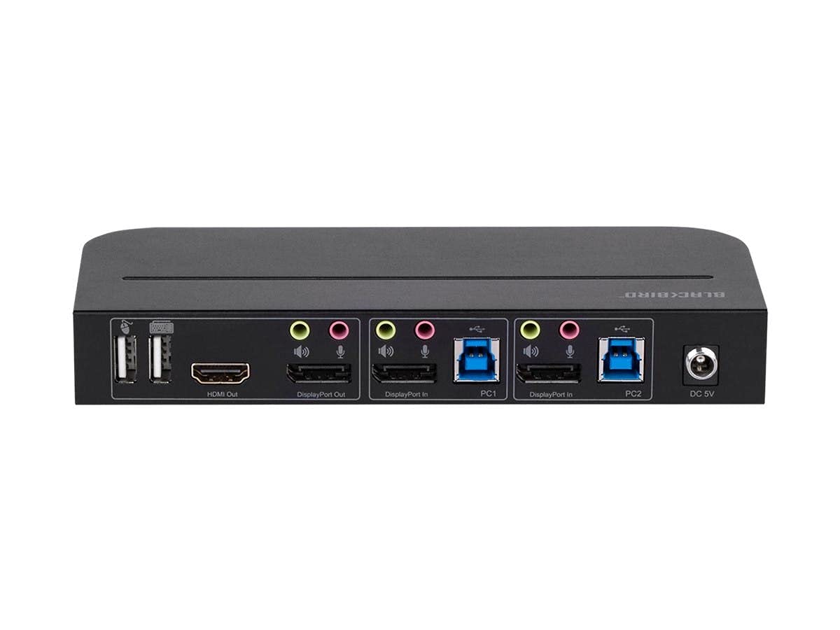 Monoprice Monoprice Blackbird 4K Displayport 14 USB 30 KVM Switch Share 2 Computers with 1 Keyboard Mouse Monitor Printer 4K at 60Hz HDR - View 5 of 6