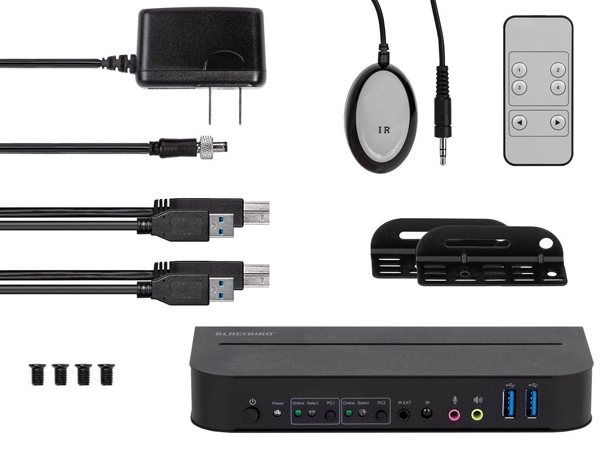 Monoprice Monoprice Blackbird 4K Displayport 14 USB 30 KVM Switch Share 2 Computers with 1 Keyboard Mouse Monitor Printer 4K at 60Hz HDR - View 6 of 6