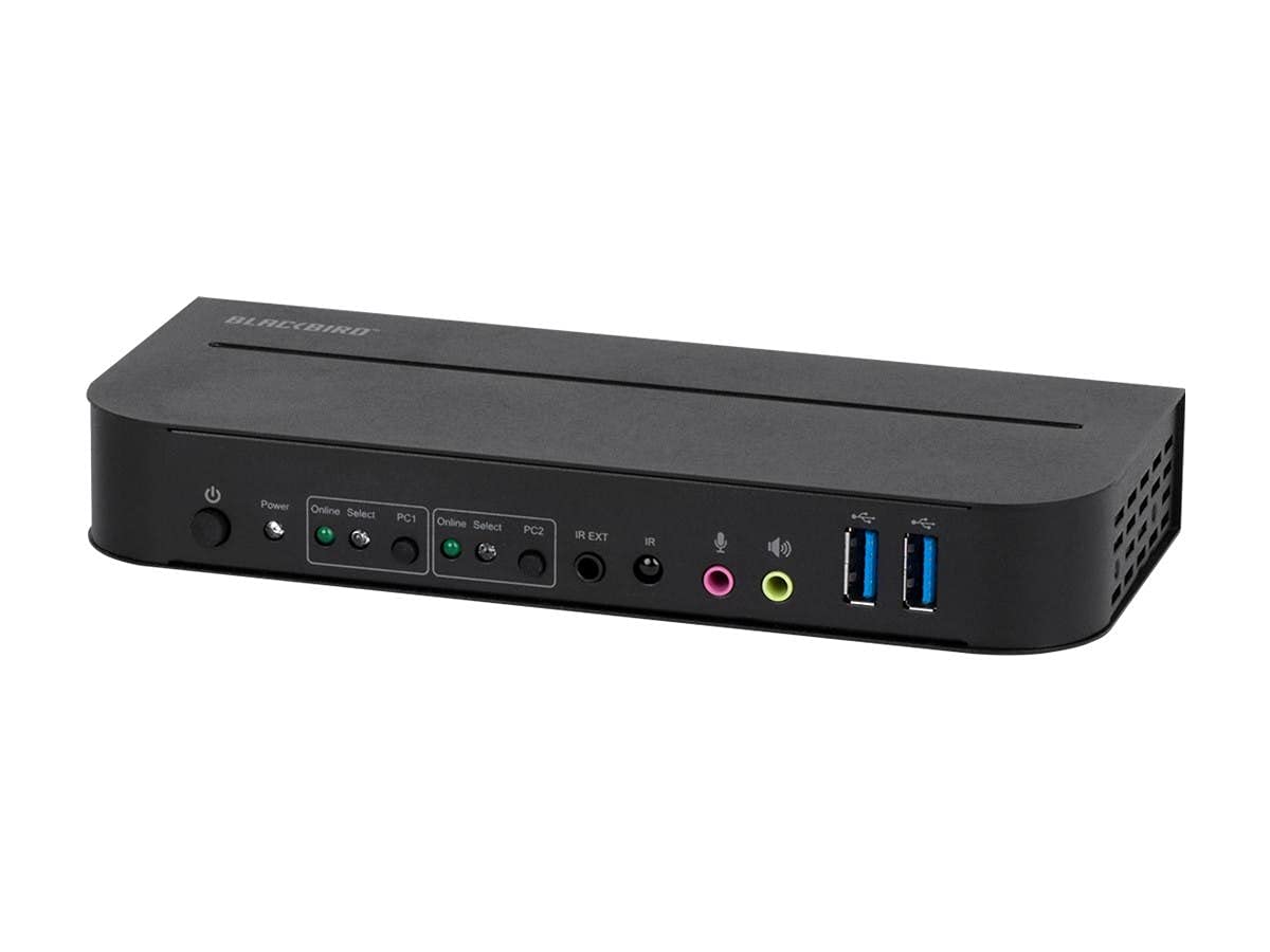 Monoprice Blackbird 4K Displayport 14 USB 30 KVM Switch Share 2 Computers with 1 Keyboard Mouse Monitor Printer 4K at 60Hz HDR