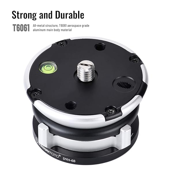 SUNWAYFOTO Sunwayfoto DYH-68 Leveling Base Tripod Head: 22 lbs Load Capacity for Stable Photography - View 11 of 11